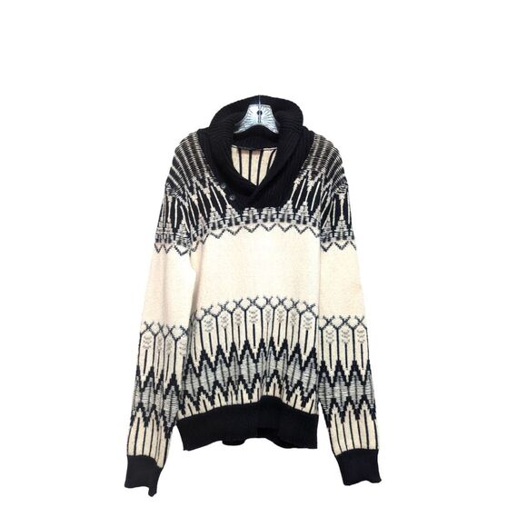 🛍️GAP BLACK AND WHITE HEAVY DUTY SWEATER  LAMBSWOOL SIZE XL - Picture 1 of 3